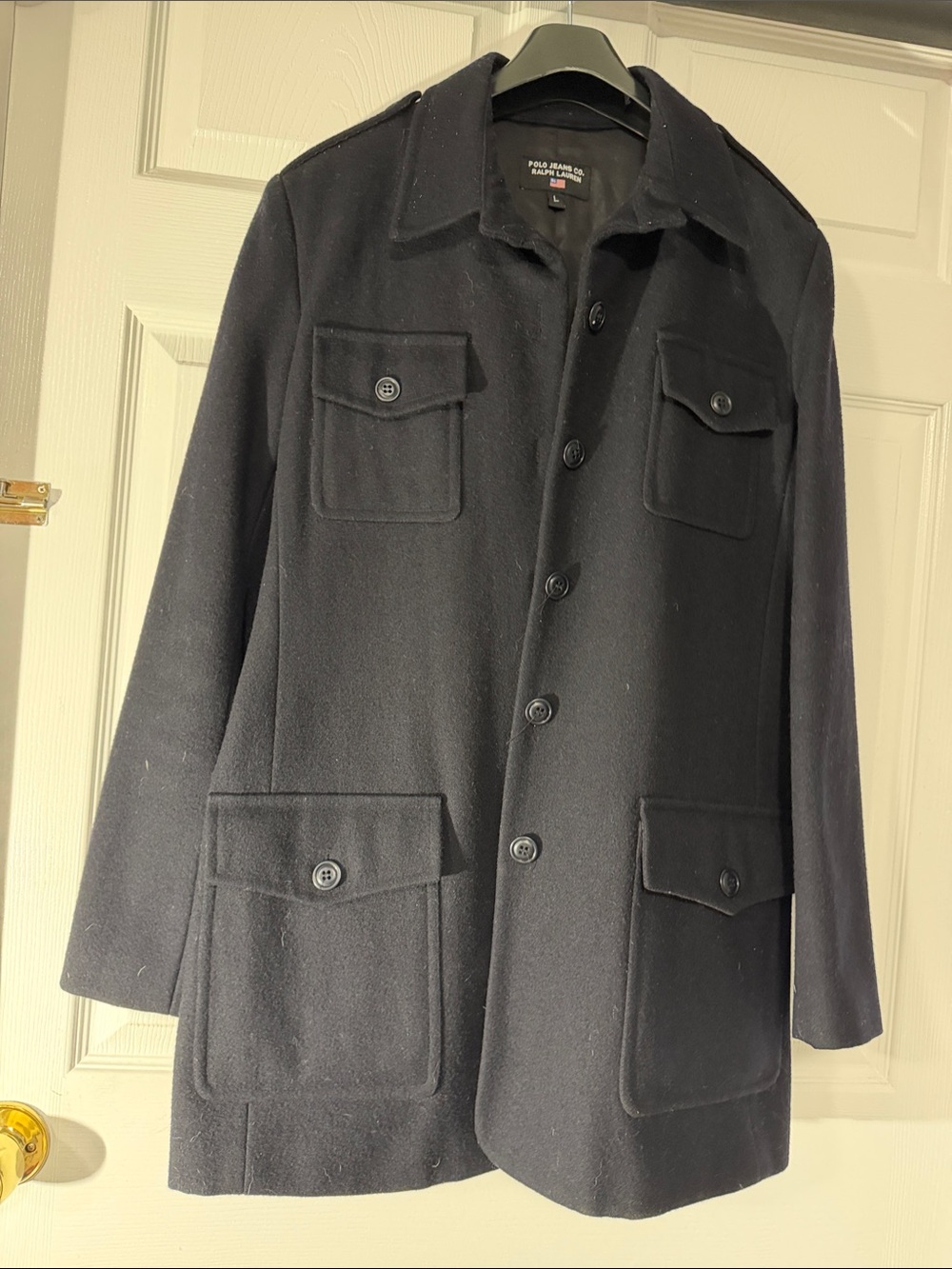 Polo by Ralph Lauren Womens Dark Navy Wool Pea Coat